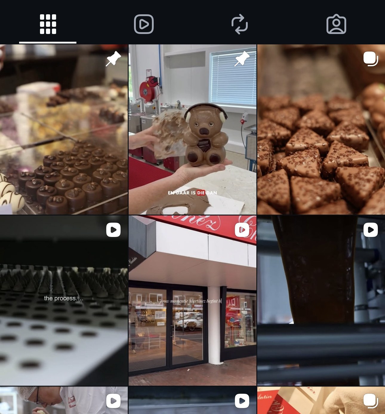 De Instagram-feed van Martinez Chocolade zoals die er nu bij staat, deel 2