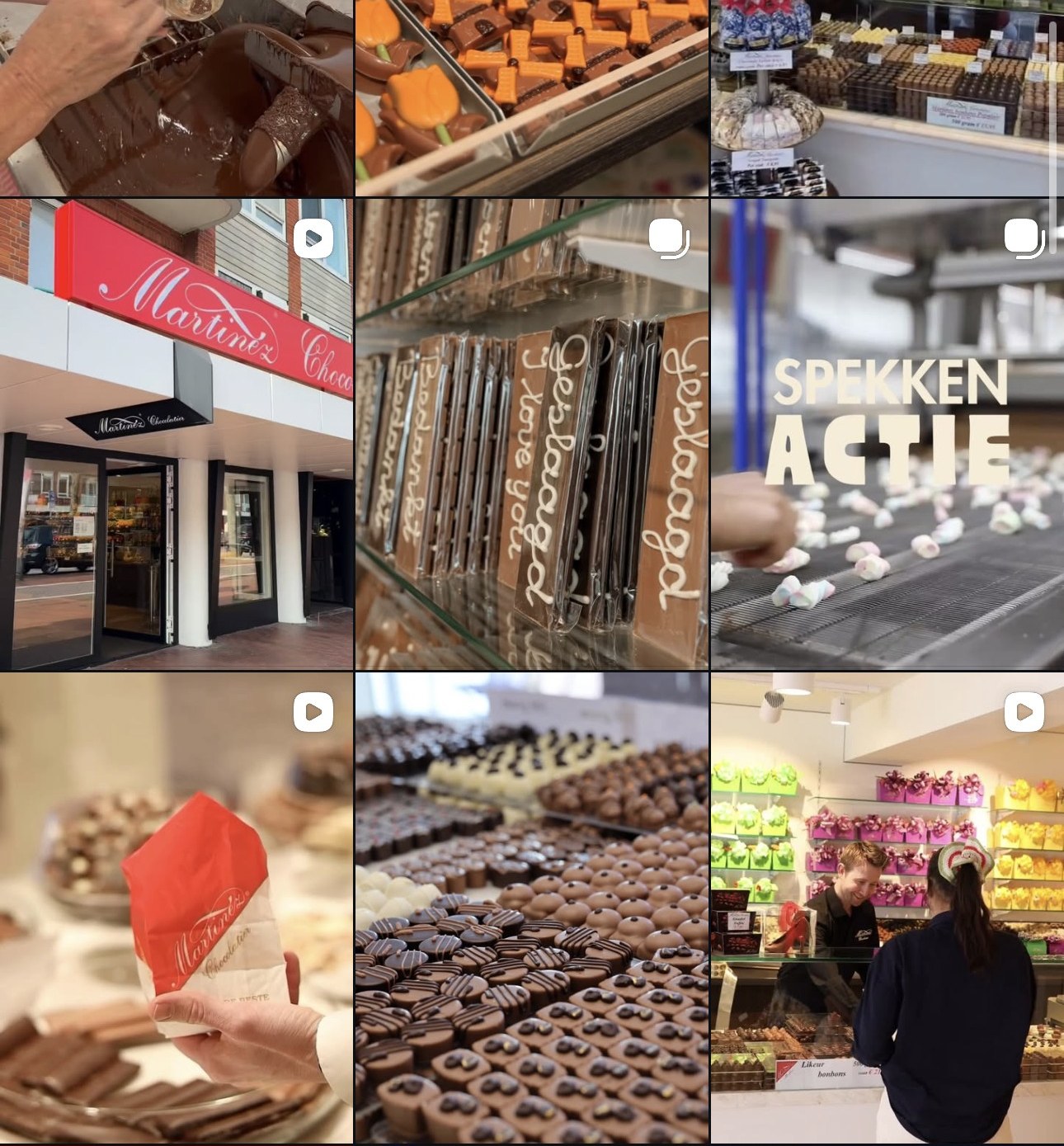 De Instagram-feed van Martinez Chocolade zoals die er nu bij staat, deel 4